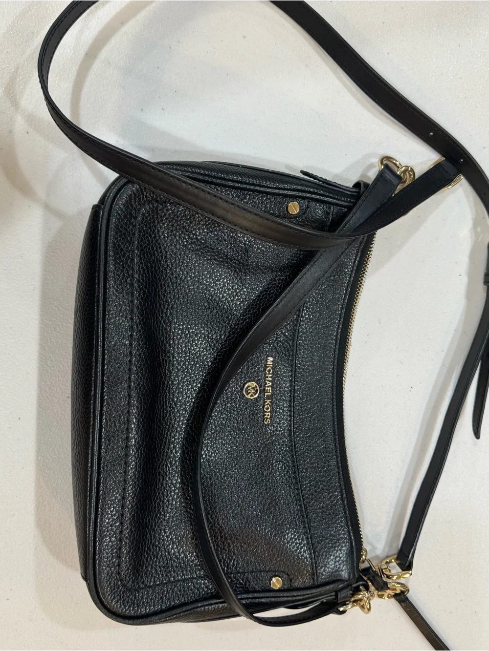 Michael Kors Black Pebbled Leather Convertible Crossbody